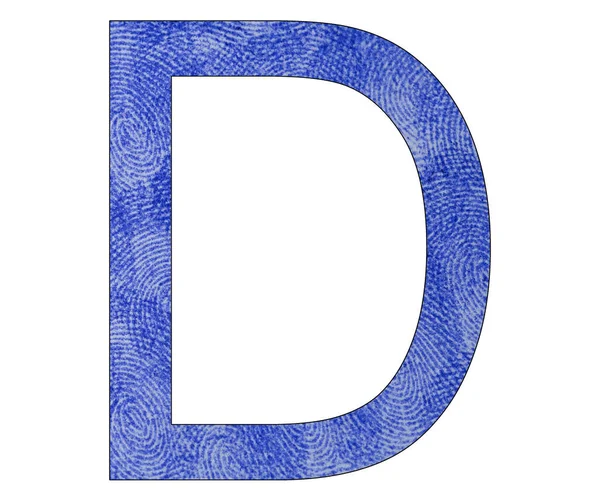 Буква D алфавита - синий отпечаток пальца — стоковое фото