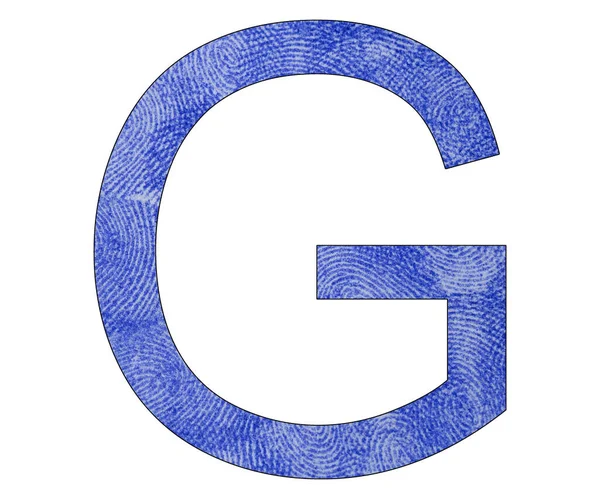 Синий отпечаток пальца - буква G алфавита — стоковое фото