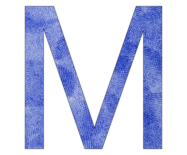 Blue fingerprint - Letter M of the alphabet — 스톡 사진