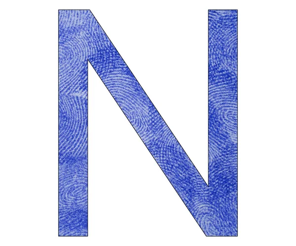 Letter N of the alphabet - Blue fingerprint — 스톡 사진