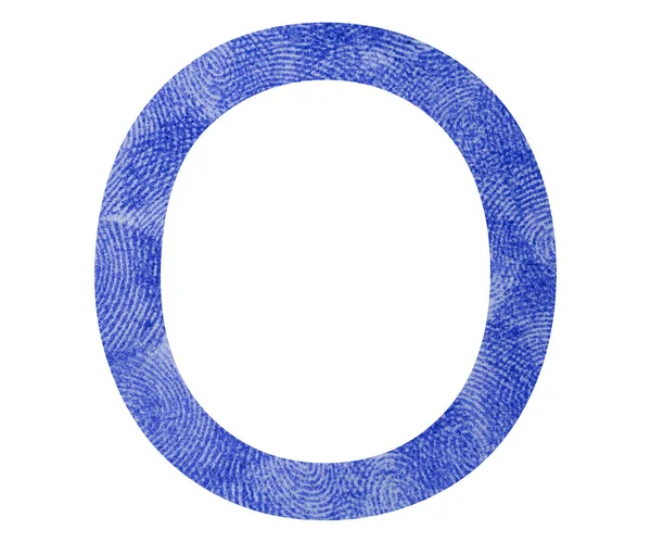 Blue fingerprint - Letter O of the alphabet — 스톡 사진