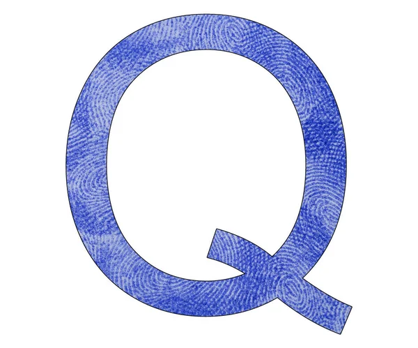 Blue fingerprint - Letter Q of the alphabet — Stock Photo, Image