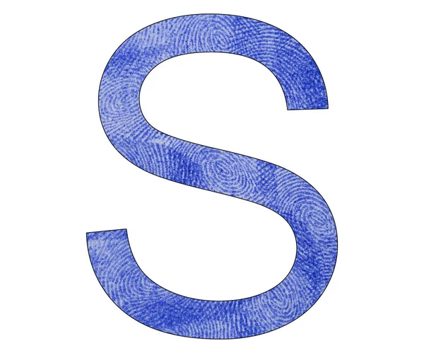 青い指紋-アルファベットの文字S — ストック写真
