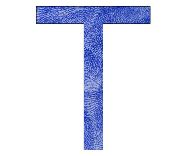 Letter T of the alphabet - Blue fingerprint — Stock Photo, Image