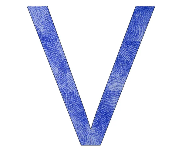 Letter V of the alphabet - Blue fingerprint — Stock Photo, Image