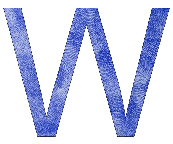 Blue fingerprint - Letter W of the alphabet — Stock Photo, Image