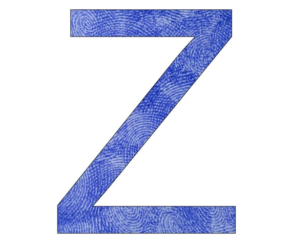 Lettre Z de l'alphabet - empreinte digitale bleue — Photo