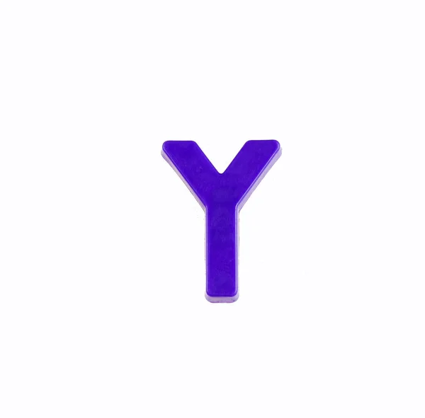 Lettre Y de l'alphabet - Pièce en plastique violet — Photo