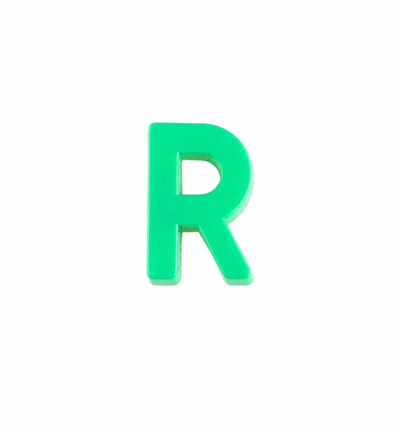 Letter R of the alphabet - Piece in green plastic — Stock Photo, Image