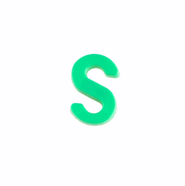 Letter S of the alphabet - Piece in green plastic — Stock Photo, Image