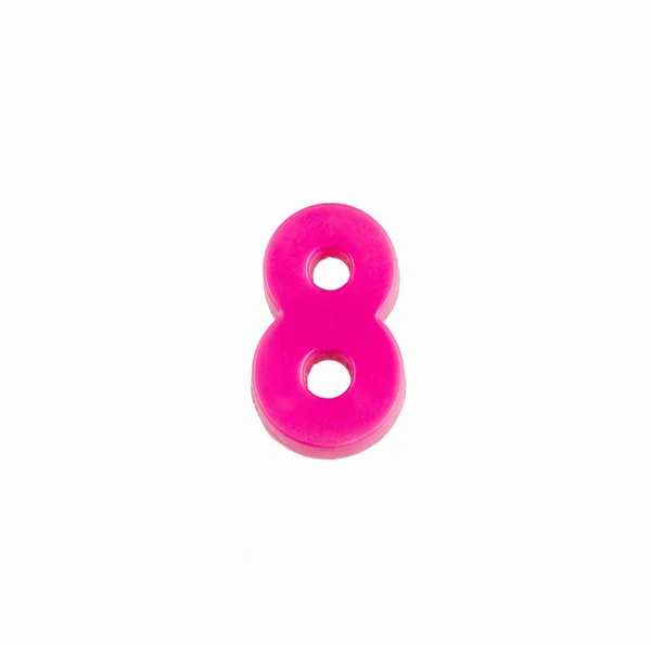 Numer 8 - Kawałek w różowym plastiku — Zdjęcie stockowe