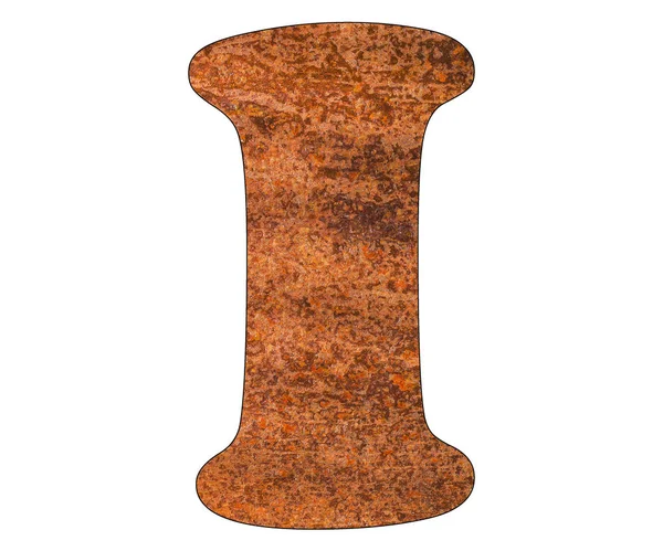Letra I sobre fondo de chapa oxidada — Foto de Stock