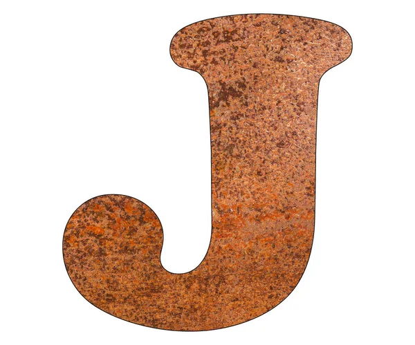 Lettre J avec fond métallique rouillé . — Photo