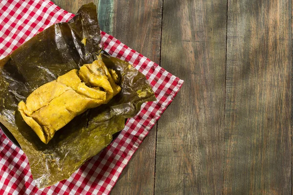 Colombianska Tamale Recept Med Ångade Bananblad — Stockfoto