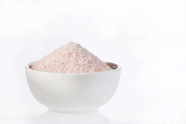 Różowa Sól Himalajska Ceramicznej Misce — Zdjęcie stockowe