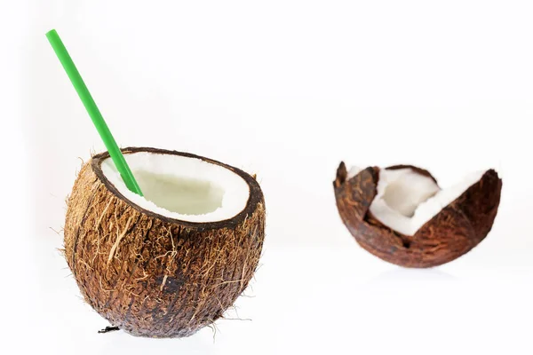 Friss Bio Kókusz Víz Cocos Nucifera — Stock Fotó