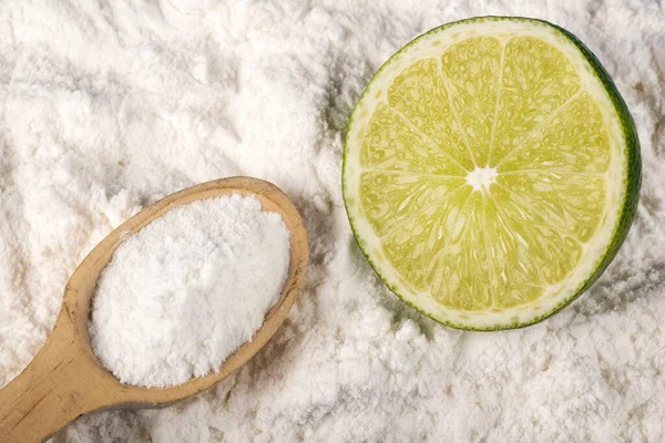 Bicarbonato Con Succo Lime Bicarbonato Sodio — Foto Stock