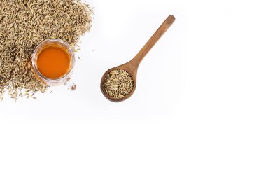 Foeniculum vulgare - Bitkisel çay rezene çayı ve kurutulmuş rezene tohumu