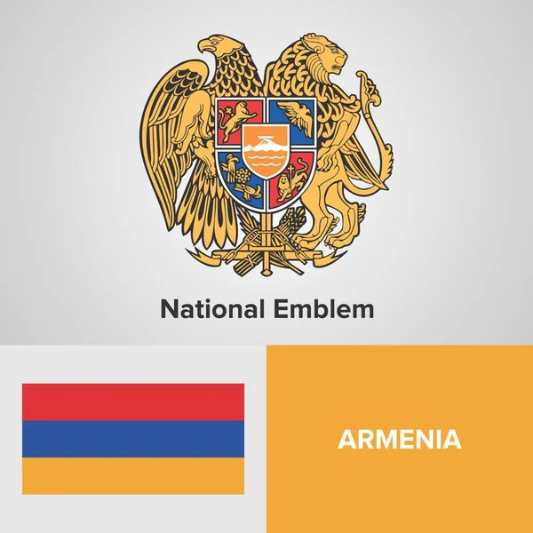 Εθνικό έμβλημα της Αρμενίας και σημαία — Διανυσματικό Αρχείο
