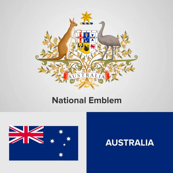 Austrálie státní znak a vlajka — Stockový vektor