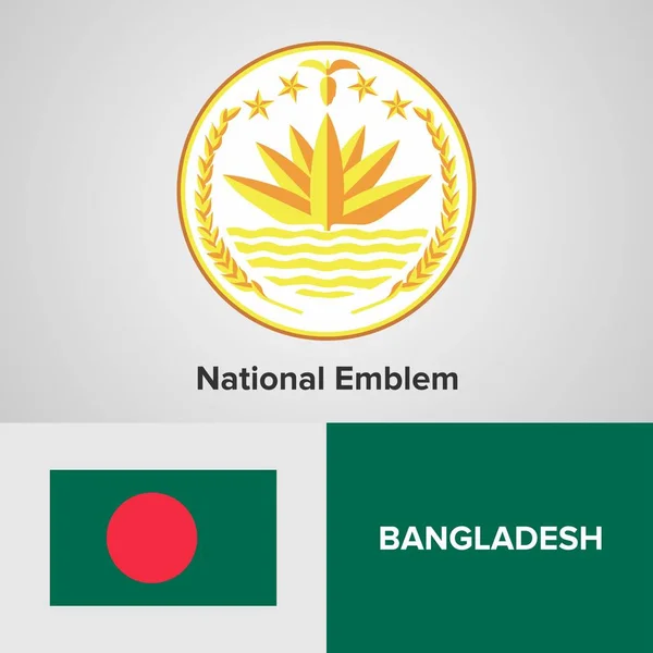 Emblema e bandeira nacional de Bangladesh — Vetor de Stock