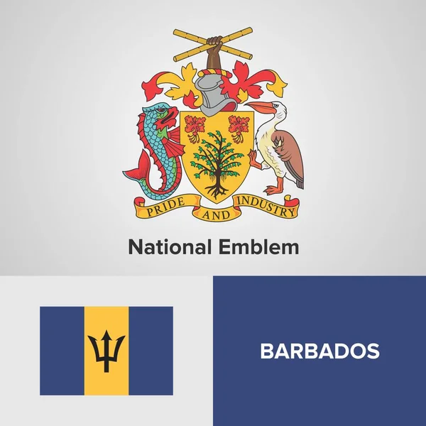 Barbados Emblema Nacional e Bandeira —  Vetores de Stock
