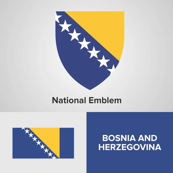 Bósnia e Herzegovina Emblema e bandeira nacional — Vetor de Stock