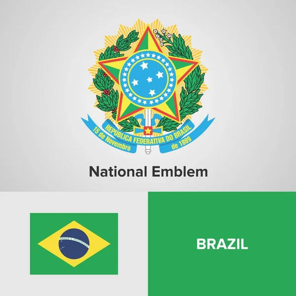 Brésil Emblème national et drapeau — Image vectorielle