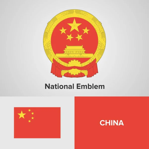 China emblema nacional y bandera — Archivo Imágenes Vectoriales