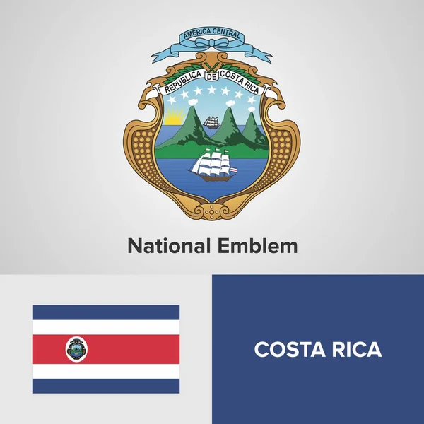 Bandera y emblema nacional de Costa Rica — Archivo Imágenes Vectoriales