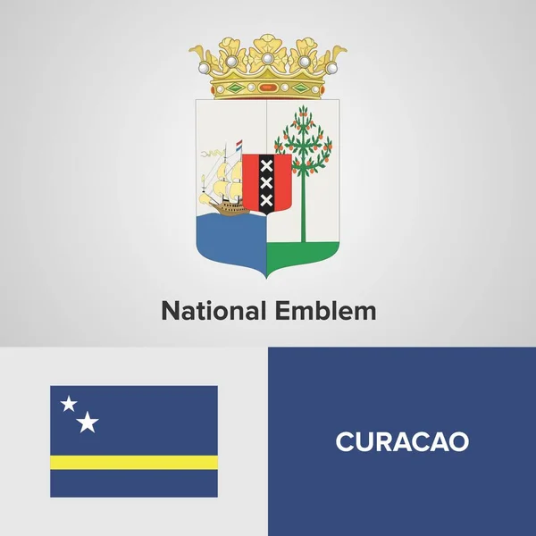 Emblema y bandera nacional de Curazao — Archivo Imágenes Vectoriales