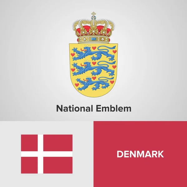Danimarka ulusal amblemi ve bayrak — Stok Vektör