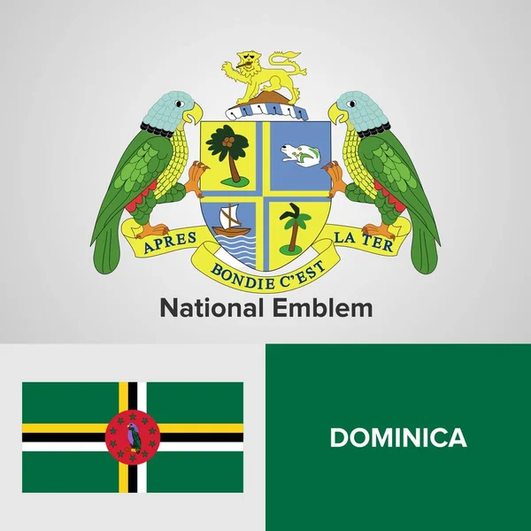 Emblema Nacional Dominica e bandeira —  Vetores de Stock