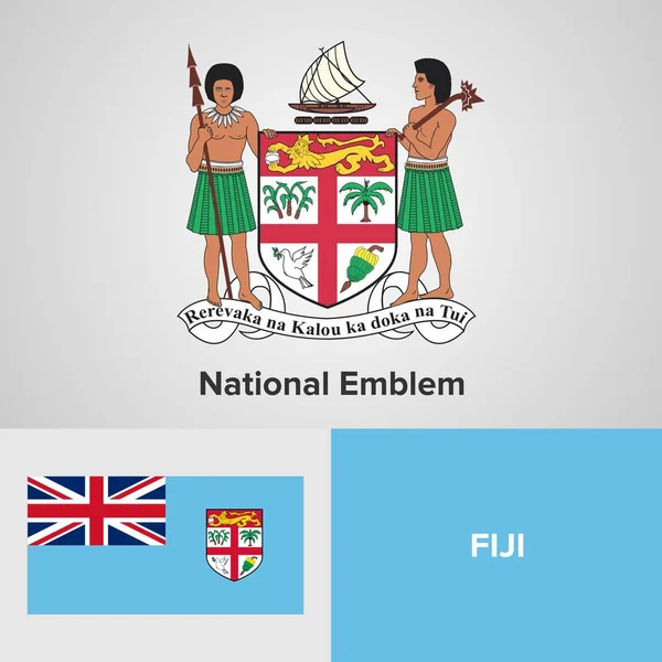 Fiyi emblema nacional y bandera — Vector de stock