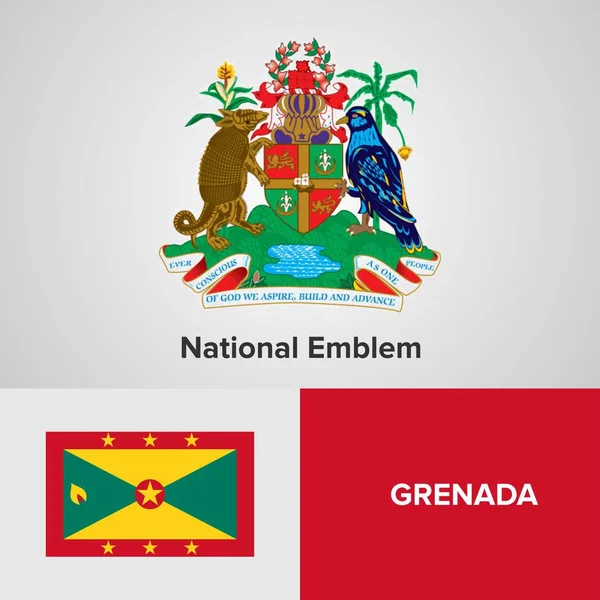 Grenada Emblema nazionale e bandiera — Vettoriale Stock