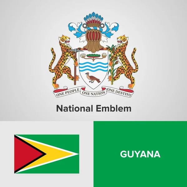 Emblema e bandiera nazionale della Guyana — Vettoriale Stock