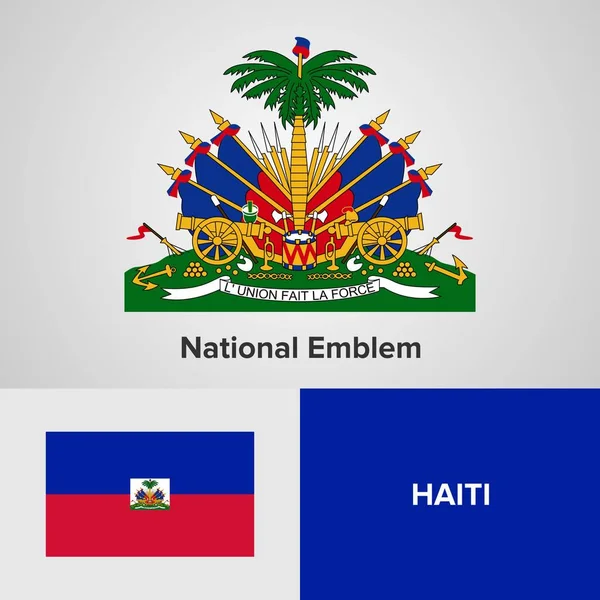 Emblema e bandeira nacional do Haiti —  Vetores de Stock