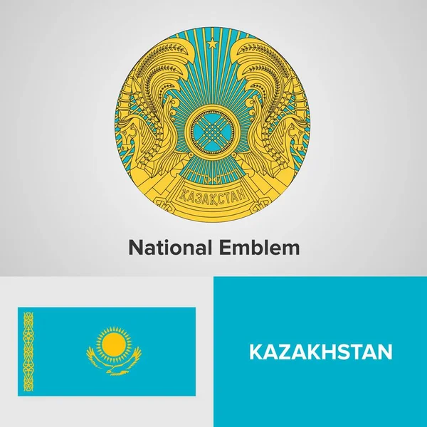 Emblème national et drapeau du Kazakhstan — Image vectorielle