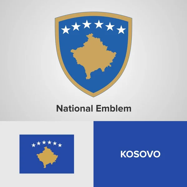 Emblema e bandeira nacional do Kosovo — Vetor de Stock