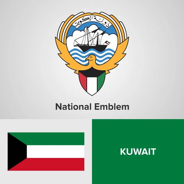 Εθνικό έμβλημα του Κουβέιτ και σημαία — Διανυσματικό Αρχείο