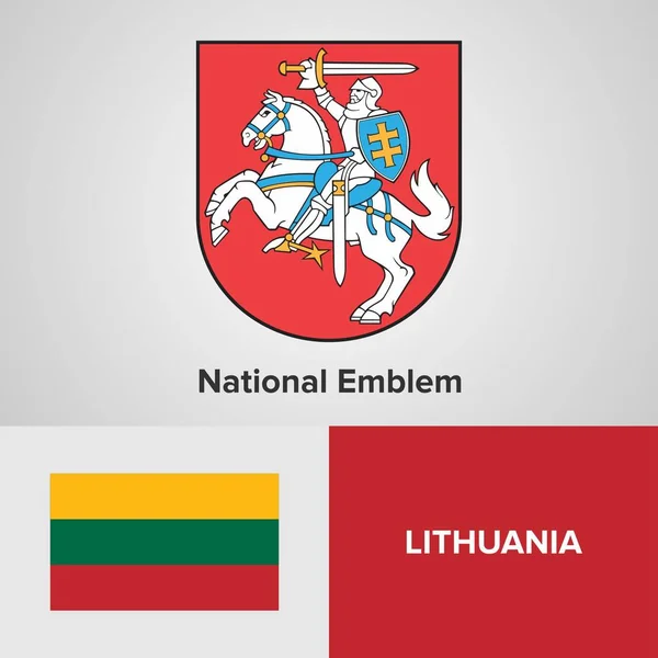 Lituânia Emblema e bandeira nacional — Vetor de Stock