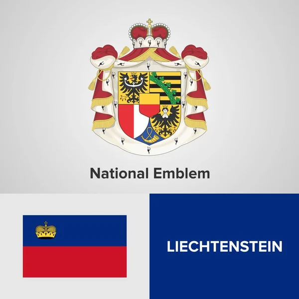 Emblema e bandeira nacional do Liechtenstein —  Vetores de Stock