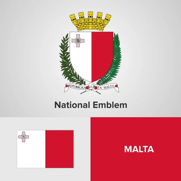 Malta emblema nacional y bandera — Archivo Imágenes Vectoriales