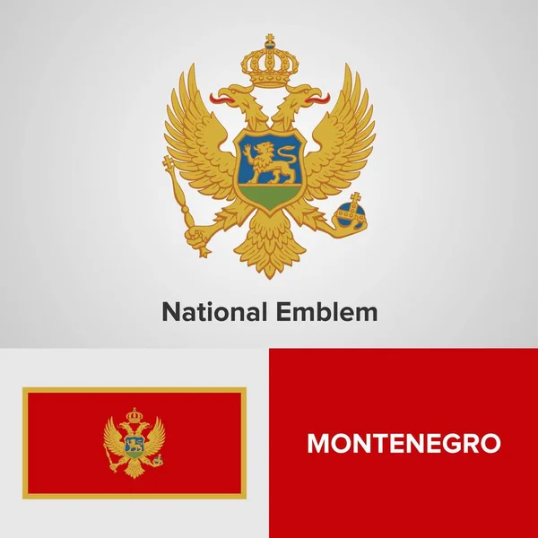 Emblème et drapeau national du Monténégro — Image vectorielle