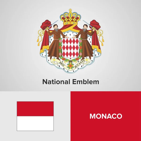 Monaco Emblema e bandiera nazionale — Vettoriale Stock