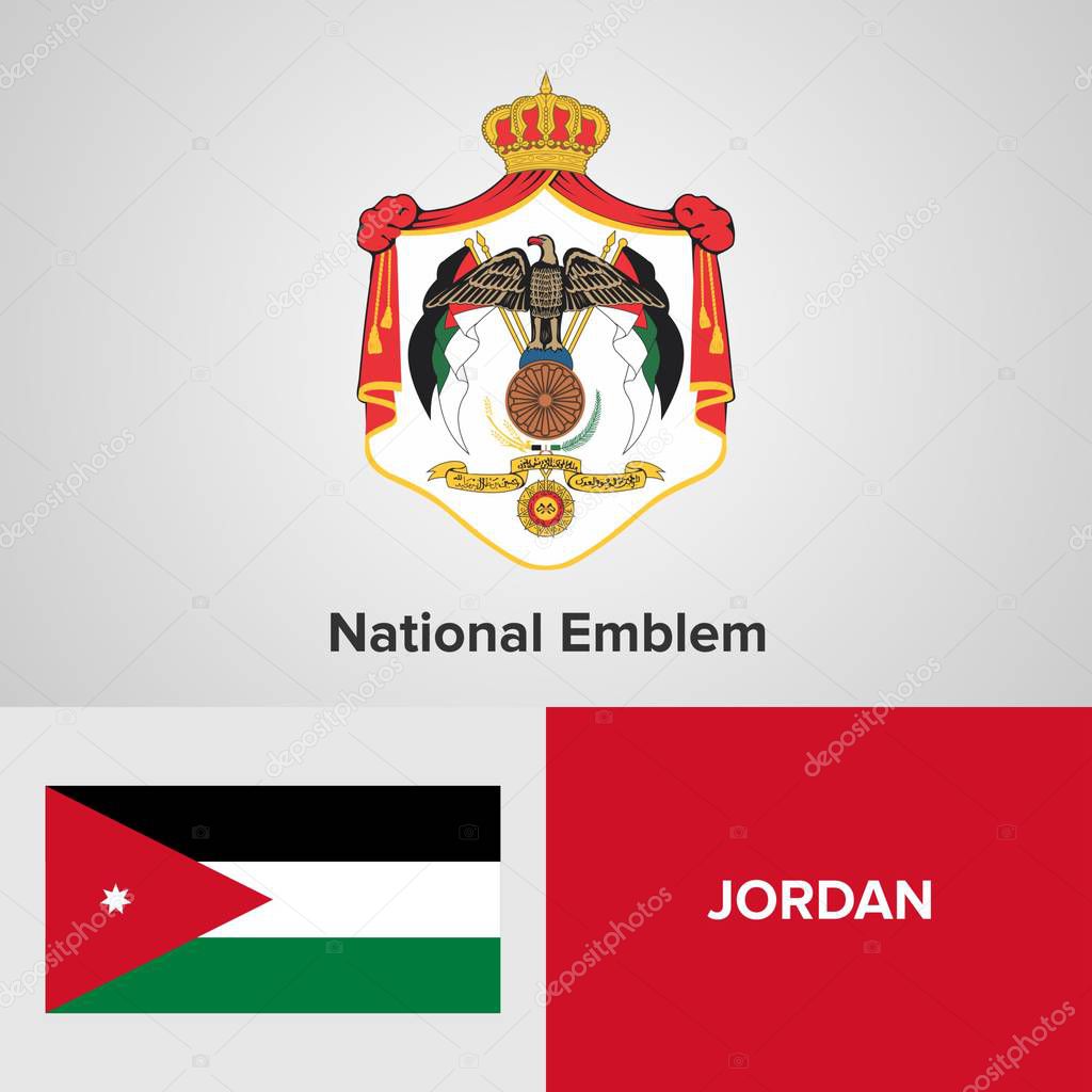 Jordan National Emblem and flag — Stock Vector © shahsoft 147279731