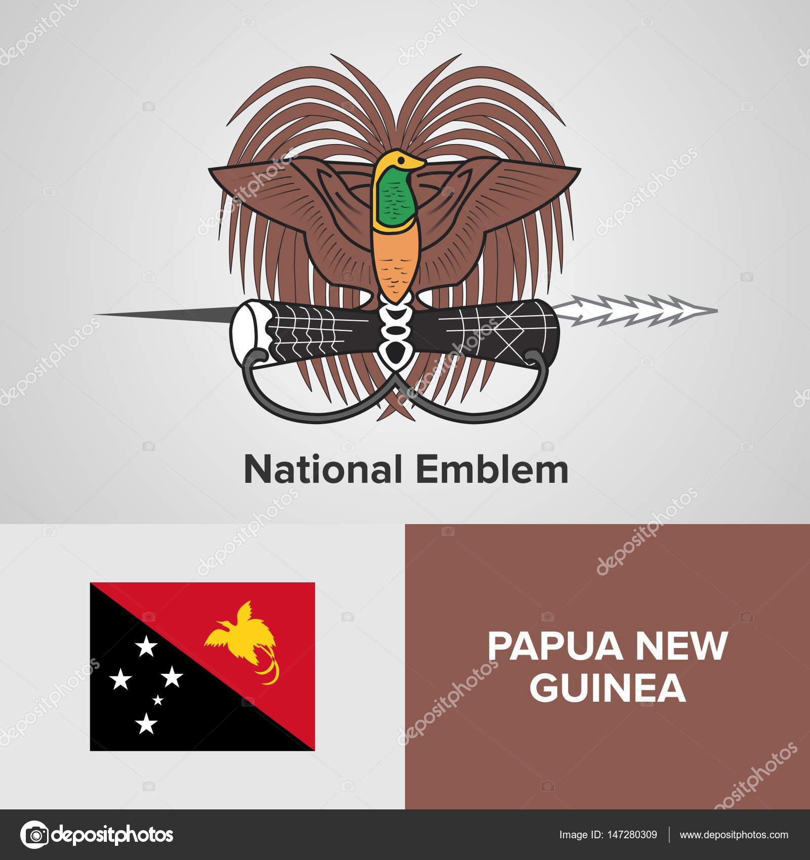 Papua New Guinea National Emblem And Flag Stock Vector C Shahsoft 147280309