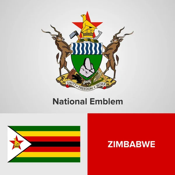 Zimbabwe emblema nacional y bandera — Archivo Imágenes Vectoriales