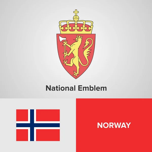 Norvegia Emblema nazionale e bandiera — Vettoriale Stock