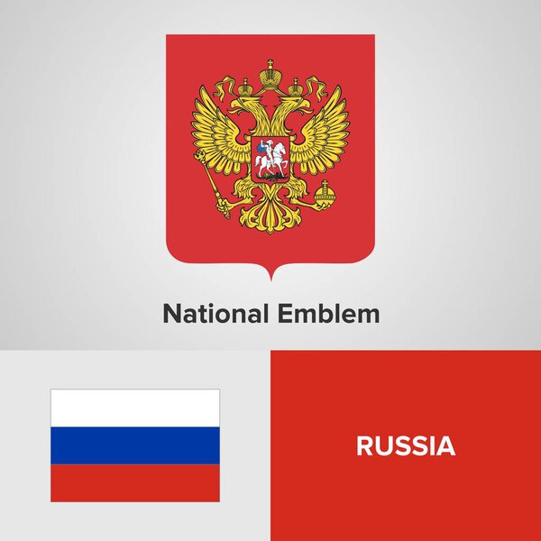 Russia National Emblem and flag 